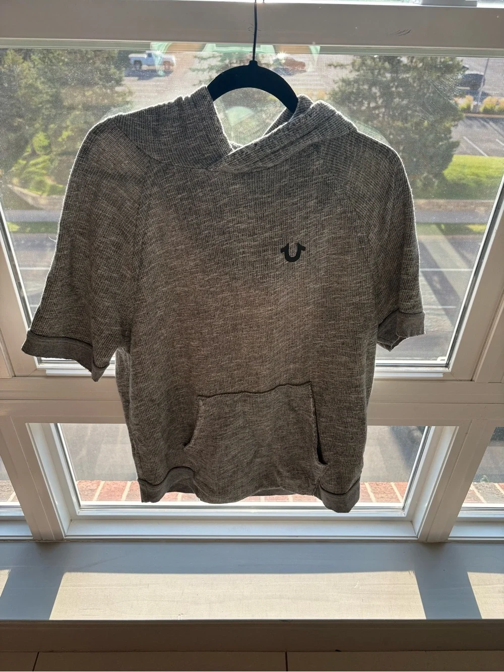 True Religion Men's Heather Gray Short-Sleeve Hoodie